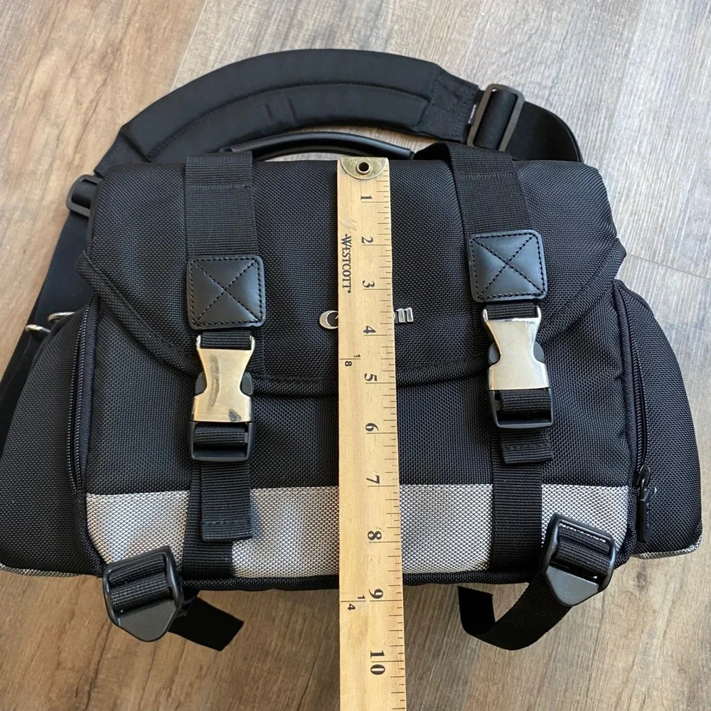 Canon Deluxe Gadget Bag Black Grey Nylon DSLR Camera Shoulder Messenger Case